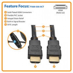 P568-050-HD High-Speed HDMI Cable with Ethernet - 4K, No Signal Booster Needed, M/M, Black, 50 ft.
