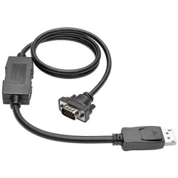 P581-003-VGA DisplayPort to Active VGA Cable, DisplayPort with Latches to HD15 Adapter (M/M), 3-ft.