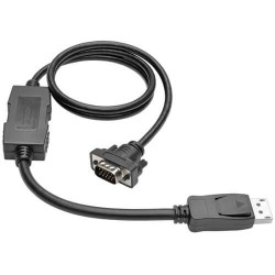 P581-003-VGA-V2 DisplayPort 1.2 to VGA Active Adapter Cable, DP with Latches to HD15 (M/M), 1920x1200/1080p, 3 ft.