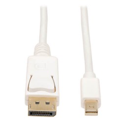 P583-006 Mini DisplayPort to DisplayPort 4K @ 60 Hz Adapter (M/M), 4096 x 2160 (4K x 2K) @ 60 Hz, White, 6 ft.