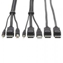 P783-006 DisplayPort KVM Cable Kit, 3 in 1 - 4K DisplayPort, USB, 3.5 mm Audio (3xM/3xM), 4:4:4, 6 ft., Black