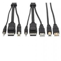 P783-006-U DisplayPort KVM Cable Kit - DP, USB, 3.5 mm Audio (3xM/3xM) + USB (M/M), 4K, 4:4:4, 6 ft., Black