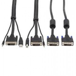 P784-010-DV Dual DVI KVM Cable Kit - DVI, USB, 3.5 mm Audio (3xM/3xM) + DVI (M/M), 10 ft.
