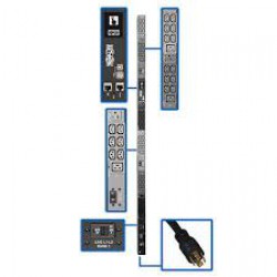 PDU3EVN10L2130 8.6kW 3-Phase Monitored PDU, LX Interface, 208/120V Outlets (36 C13/6 C19/3 5-15/20R), LCD, NEMA L21-30P, 3m/10 ft. Cord, 0U 1.8m/70 in. Height, TAA
