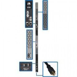 PDU3EVN10L2130B 10kW 3-Phase Monitored PDU, LX Interface, 208/240V Outlets (42 C13/6 C19), LCD, NEMA L21-30P, 3m/10 ft. Cord, 0U 1.8m/70 in. Height, TAA