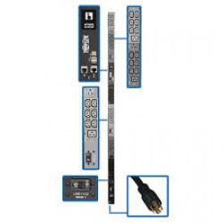 PDU3EVN6L2130 8.6kW 3-Phase Monitored PDU, LX Interface, 208/120V Outlets (36 C13/6 C19/3 5-15/20R), LCD, NEMA L21-30P, 1.8m/6 ft. Cord, 0U 1.8m/70in. Height, TAA