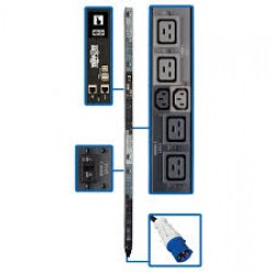PDU3EVNR6G60A 16.2kW 3-Phase Monitored Per-Outlet PDU - LX Platform, 12 C19 & 6 C13 Outlets (208/240V), IEC 309 60A Blue, 0U, TAA