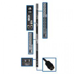 PDU3EVSR6H50 14.5kW 3-Phase Switched PDU, LX Interface, 208/240V Outlets (24 C13/6 C19), LCD, Hubbell CS8365C, 1.8m/6 ft. Cord, 0U 1.8m/70 in. Height, TAA