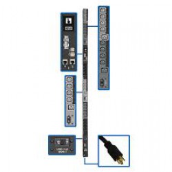 PDU3EVSR6L2130 10kW 3-Phase Switched PDU, LX Interface, 208/240V Outlets (24 C13/6 C19), LCD, NEMA L21-30P, 1.8m/6 ft. Cord, 0U 1.8m/70 in. Height, TAA