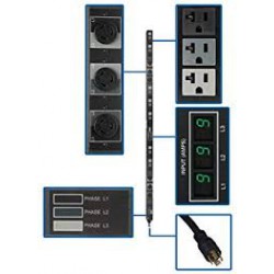 PDU3MV6L2120B 5.7kW 3-Phase Metered PDU, 208/120V Outlets (21 5-15/20R, 6 L6-20R), L21-20P, 6ft Cord, 0U Vertical, TAA
