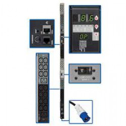 PDU3VN3G30 10kW 3-Phase Monitored PDU, 200/208/240V Outlets (42 C13 & 6 C19), IEC-309 30A Blue, 3 ft. Cord, 0U Vertical, TAA