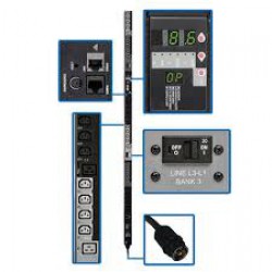 PDU3VS6L2130 10kW 3-Phase Switched PDU, 200/208/240V Outlets (24-C13, 6-C19), L21-30P, 6ft Cord, 0U Vertical, TAA