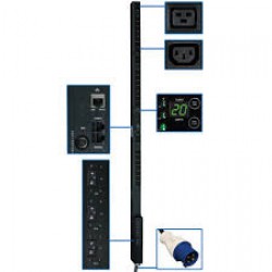 PDU3VSR3G60 12.6kW 3-Phase Switched PDU, 208V Outlets (21 C13 & 3 C19), IEC-309 60A Blue, 3ft Cord, 0U Vertical