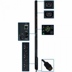 PDU3VSR3H50 12.6kW 3-Phase Switched PDU, 208V Outlets (21 C13 & 3 C19), Hubbell 50A CS8365C, 3ft Cord, 0U Vertical
