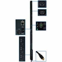 PDU3VSR3L1530 8.6kW 3-Phase Switched PDU, 208V Outlets (21 C13 & 3 C19), L15-30P, 3ft Cord, 0U Vertical