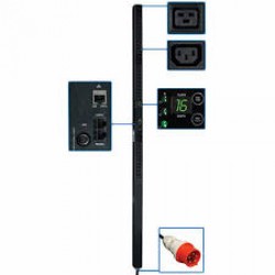 PDU3XVSR10G16 11kW 3-Phase Switched PDU, 220/230V (21 C13 & 3 C19), IEC-309 16A Red, 380/400V Input, 10ft Cord, 0U Vertical