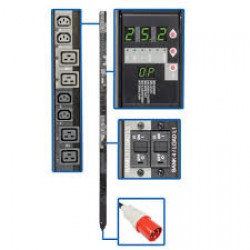PDU3XVSR6G60A 25.2kW 3-Phase Switched PDU, 240V Outlets (12 C13 & 12 C19), IEC309 60A Red, 415V Input, 6ft Cord, 0U Vertical