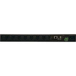 PDUMNH20HV 3.2-3.8kW Single-Phase Monitored PDU, 208/220/230/240V Outlets (8-C13), C20/L6-20P Adapter, 8ft Cord, 1U Rack-Mount; TAA Compliant