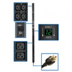 PDUMV30HV2 5.8kW Single-Phase Metered PDU, 208/240V Outlets (8 C19 and 40 C13), L6-30P, 10 ft. Cord, 0U Vertical, TAA, 70 in.