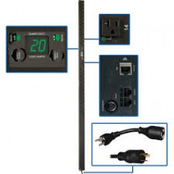 PDUMVR20NET 1.9kW Single-Phase Switched PDU with Outlet Level Metering, 120V Outlets (24 5-15/20R), L5-20P/5-20P Adapter, 10ft Cord, 0U Vertical, TAA