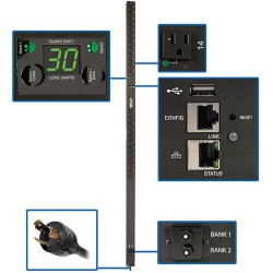 PDUMVR30NETLX 2.9kW Single-Phase Switched PDU, LX Platform, Outlet Monitoring, 120V Outlets (24 NEMA 5-15/20R), L5-30P Plug, 0U, TAA