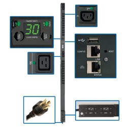 PDUNVR30HVLX 5.8kW Single-Phase Monitored Per-Outlet PDU - LX Platform, 24 Outlets (208/240V), L6-30P Input, 0U, TAA