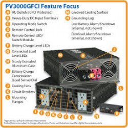 PV3000GFCI 3000W PowerVerter Plus Heavy-Duty Inverter with 4 GFCI Outlets