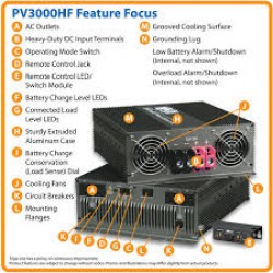 PV3000HF 3000W PowerVerter Compact Inverter for Trucks with 4 Outlets
