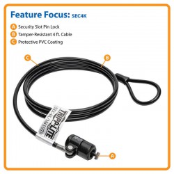 SEC4K Keyed Laptop Security Lock, 4 ft. Cable
