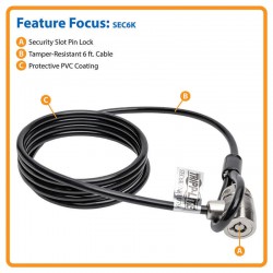 SEC6K Keyed Laptop Security Lock, 6 ft. Cable