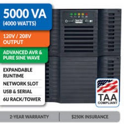 SM5000RT3UTAA TAA SmartPro 208/120V 5kVA 4kW Line-Interactive Sine Wave UPS, 6U, Extended Run, Network Card Options, USB, DB9