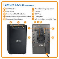 SMART1500 SmartPro 120V 1.5kVA 980W Line-Interactive UPS, Tower, USB, DB9, 6 Outlets