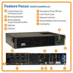 SMART2200RMXL2U SmartPro 120V 2.2kVA 1.92kW Line-Interactive Sine Wave UPS, 2U, Extended Run, Network Card Options, LCD, USB, DB9