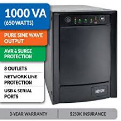 SMC1000T SmartPro 120V 1kVA 650W Line-Interactive Sine Wave UPS, Tower, USB, DB9, 8 Outlets