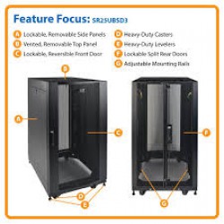 SR25UBSD3 25U SmartRack Shallow-Depth Rack Enclosure Cabinet with Doors, Side Panels and Heavy-Duty Casters