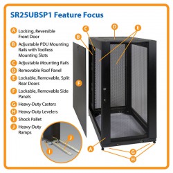 SR25UBSP1 25U SmartRack Standard-Depth Rack Enclosure Cabinet with doors/side panels & shock pallet shipping