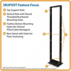 SR2POST 45U SmartRack 2-Post Open Frame Rack, 800-lb. Capacity - Organize and Secure Network Rack Equipment