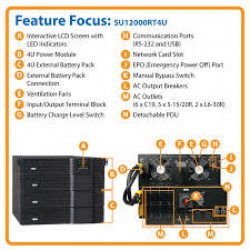 SU12000RT4U SmartOnline 208/240 & 120V 12kVA 8.4kW Double-Conversion UPS, 8U, Extended Run, Network Card Slot, USB, DB9, Bypass, NEMA