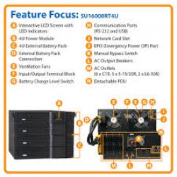 SU16000RT4U SmartOnline 208/240 & 120V 16kVA 11.2kW Double-Conversion UPS, 8U, Extended Run, Network Card Slot, USB, DB9, Bypass, NEMA Outlets