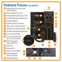 SU16KRT8 SmartOnline 208/240V 16kVA 14.4kW Double-Conversion UPS, N+1, 12U, Network Card Slot, USB, DB9 Serial, Bypass, L6-20R