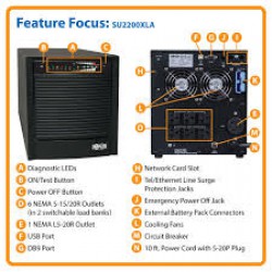 SU2200XLA SmartOnline 120V 2.2kVA 1.6kW Double-Conversion UPS, Tower, Extended Run, Network Card Options, USB, DB9