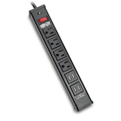 TLM446USBB 4-Outlet Surge Protector with 4 USB Ports (4.2A Shared) - 6 ft. Cord, 450 Joules, Metal Housing