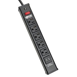 TLM526USBB 5-Outlet Surge Protector with 2 USB Ports (3.4A Shared) - 6 ft. Cord, 450 Joules, Metal Housing