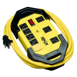 TLM812SA Protect It! 8-Outlet Industrial Safety Surge Protector, 12-ft. Cord, 1500 Joules, Cord Wrap, Hang Holes