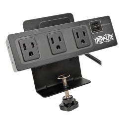 TLP310USBC Protect It! 3-Outlet Surge Protector with Desk Clamp, 10 ft. Cord, 510 Joules, 2 USB Charging Ports, Black Housing
