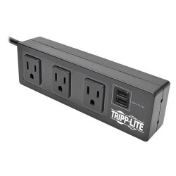 TLP310USBS Protect It! 3-Outlet Surge Protector with Mounting Brackets, 10 ft. Cord, 510 Joules, 2 USB Charging Ports, Black Housing