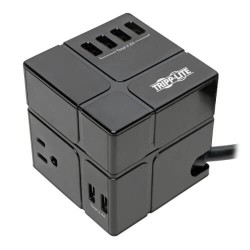 TLP366CUBEUSBB Protect It! 3-Outlet Power Cube Surge Protector - 6 USB-A Ports (7.2A Shared), 6 ft. Cord, 540 Joules, Black
