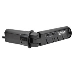 TLP410DMUSB Protect It! 4-Outlet Desktop-Grommet Surge Protector, 10 ft. Cord, 1500 Joules, 2 USB Charging Ports, Black Housing