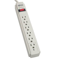 TLP604 Protect It! 6-Outlet Surge Protector, 4 ft. Cord, 790 Joules, Diagnostic LED, Light Gray Housing