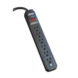 TLP606B Protect It! 6-Outlet Surge Protector, 6 ft. Cord, 790 Joules, Diagnostic LED, Black Housing